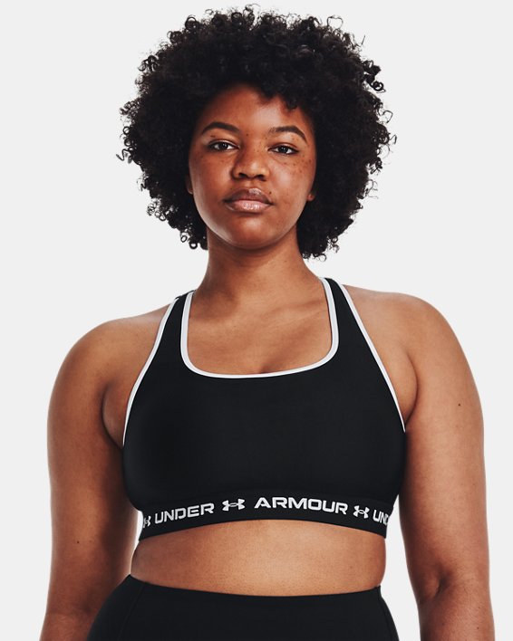 Women's Armour® Mid Crossback Pocket Sports Bra, Black, pdpMainDesktop image number 3